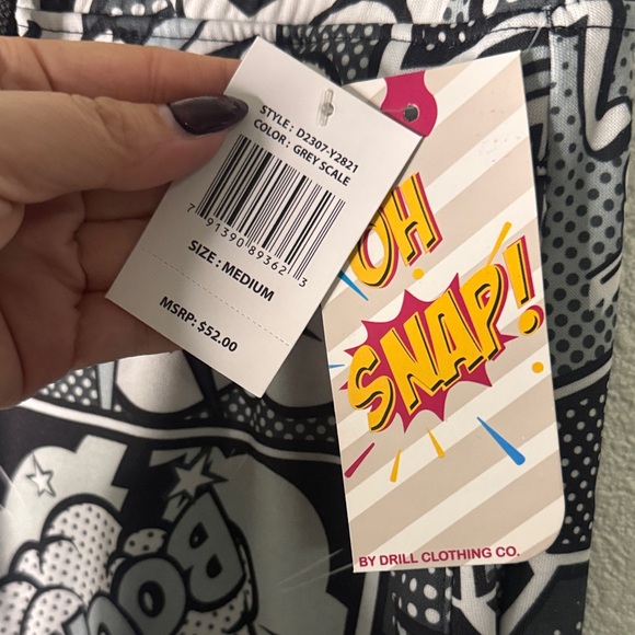 Graphic Comic Style Shorts in Black and White - Picture 2 of 7